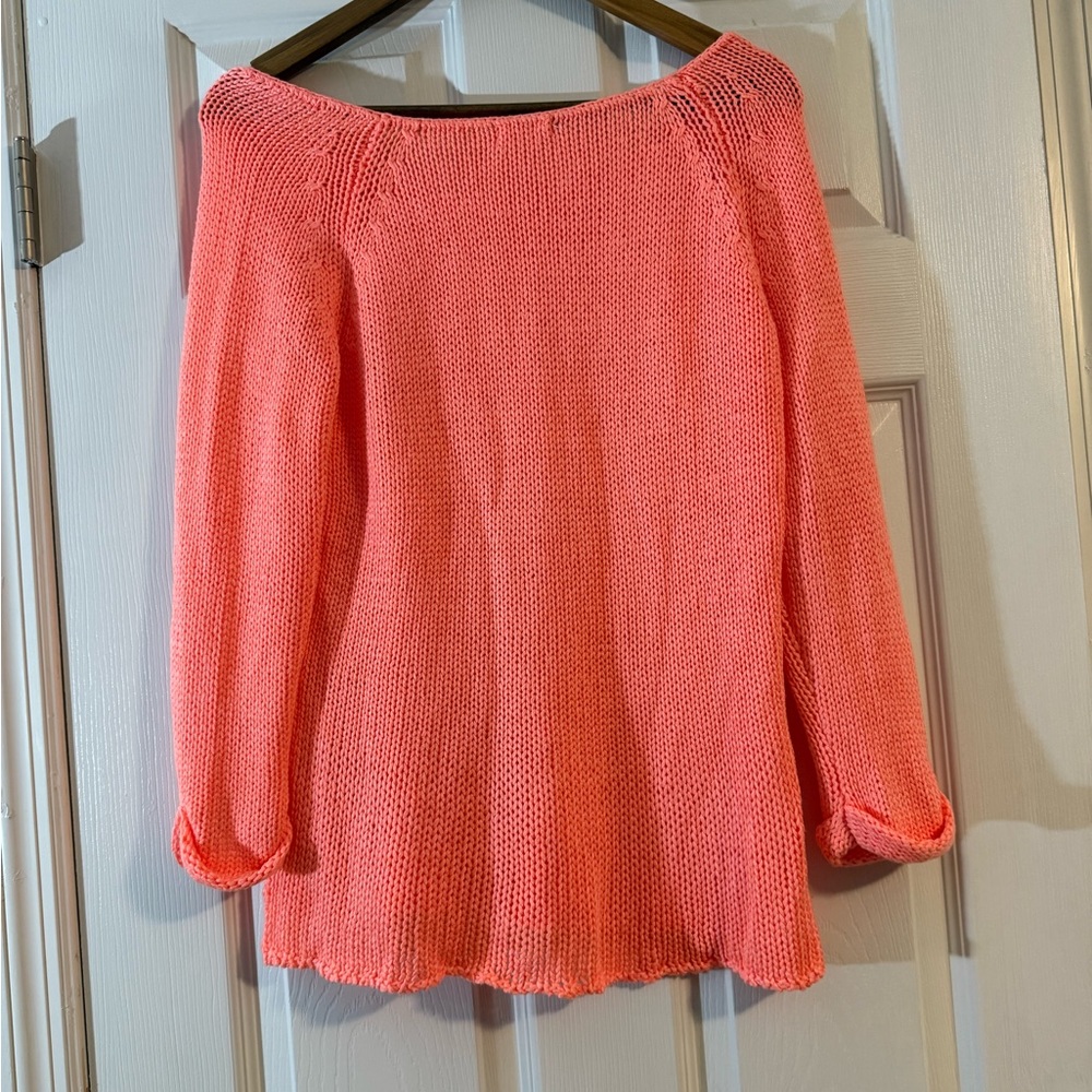 Anthropologie Blu‎ Pepper Chunky Brush Knit Coral Small Sweater Y2K 90s - Picture 2 of 7